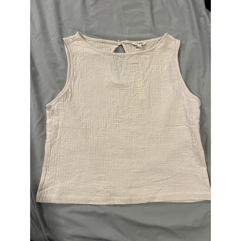 Max Studio London Linen Blend Sleeveless Shirt Pullover Womens Size L